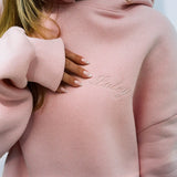 Back Logo Hoodie Pink - Laley - Rosa hettegenser med en minimalistisk logo