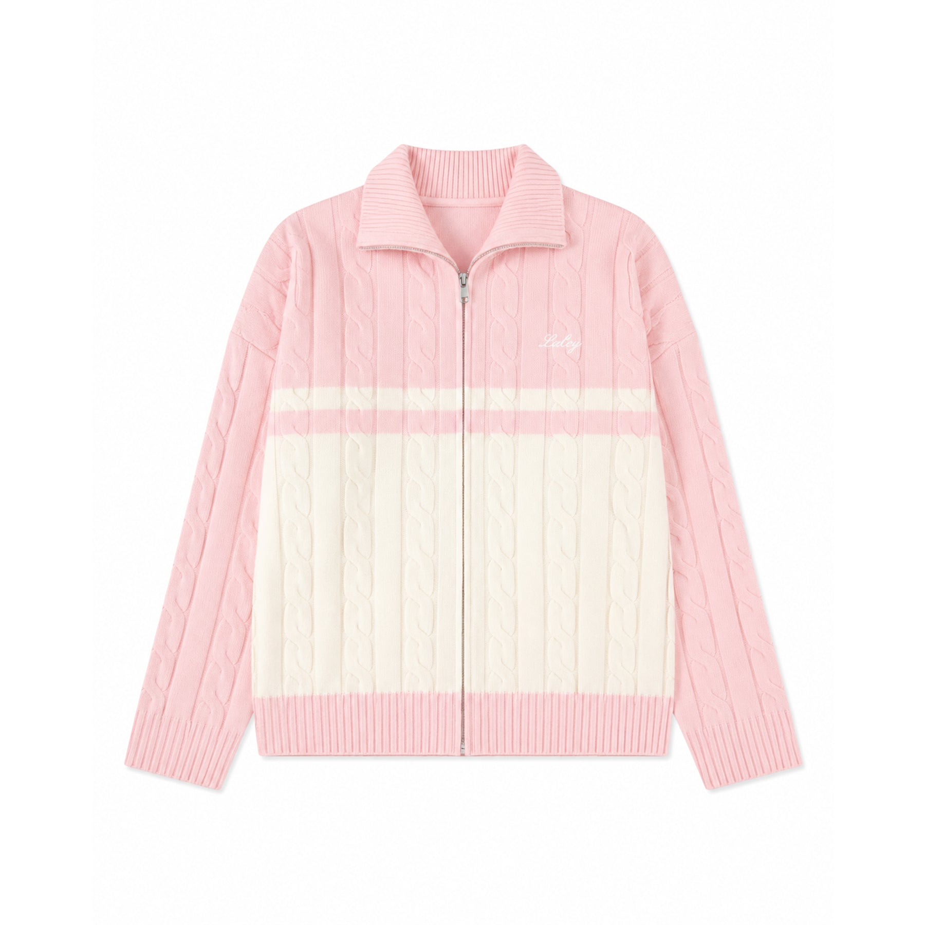 Blush cable zip cardigan