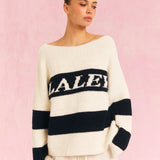 Blocked Striped Logo Knit Sweater