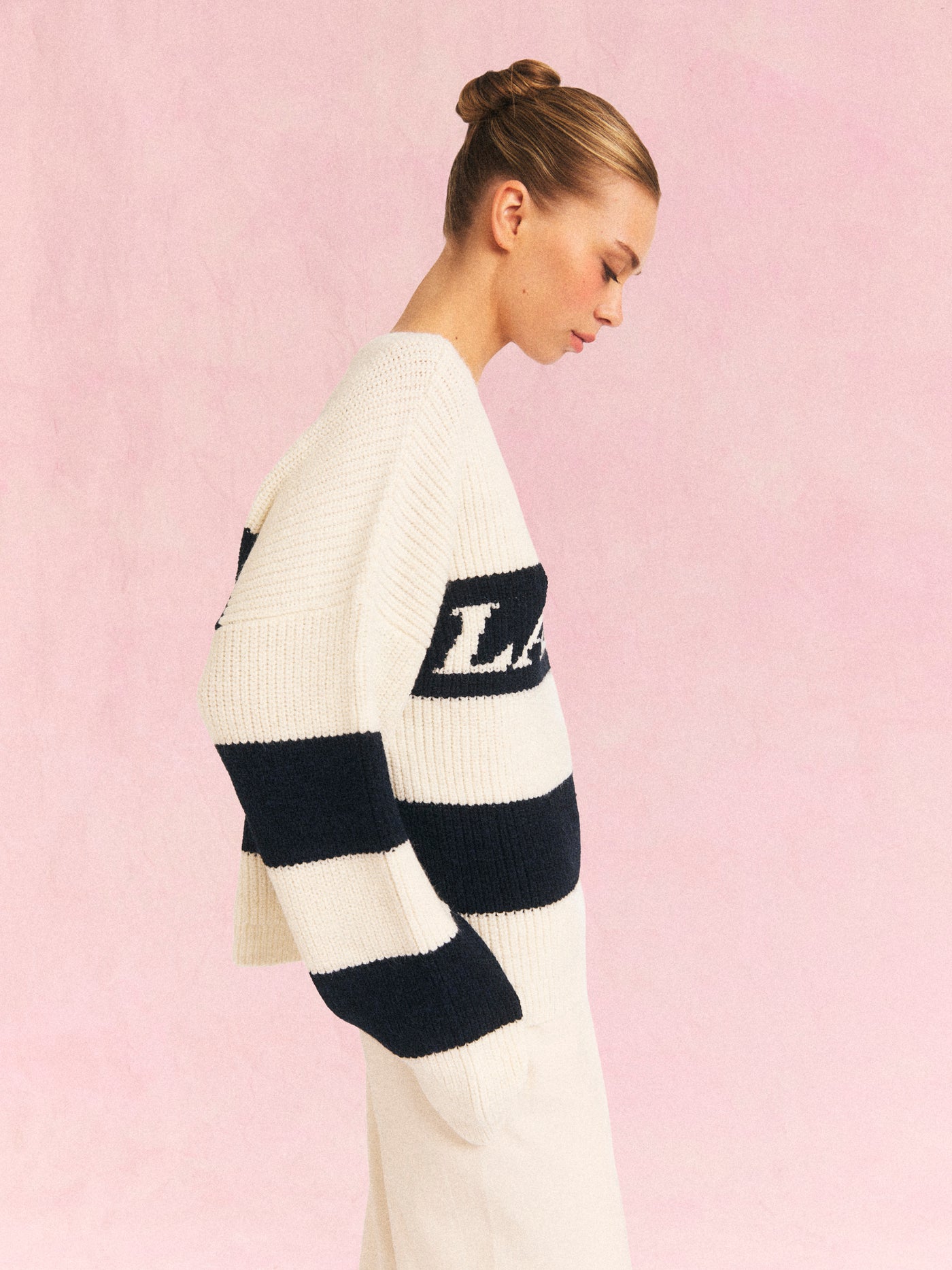 Blocked Striped Logo Knit Sweater
