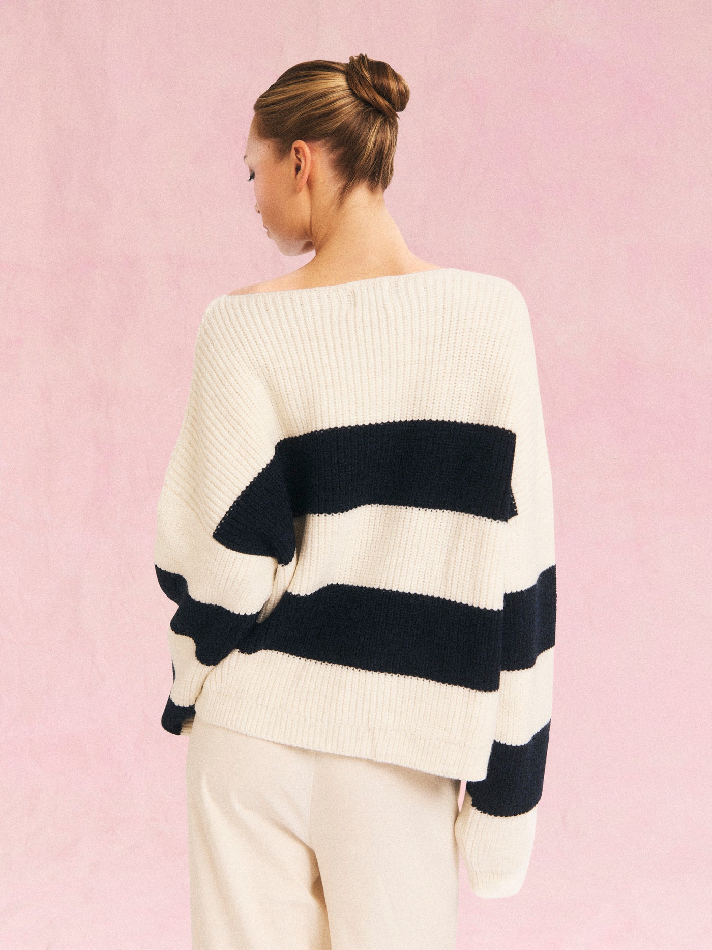 Blocked Striped Logo Knit Sweater