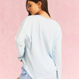 Boat Neck Knit Sweater Blue
