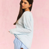 Boat Neck Knit Sweater Blue