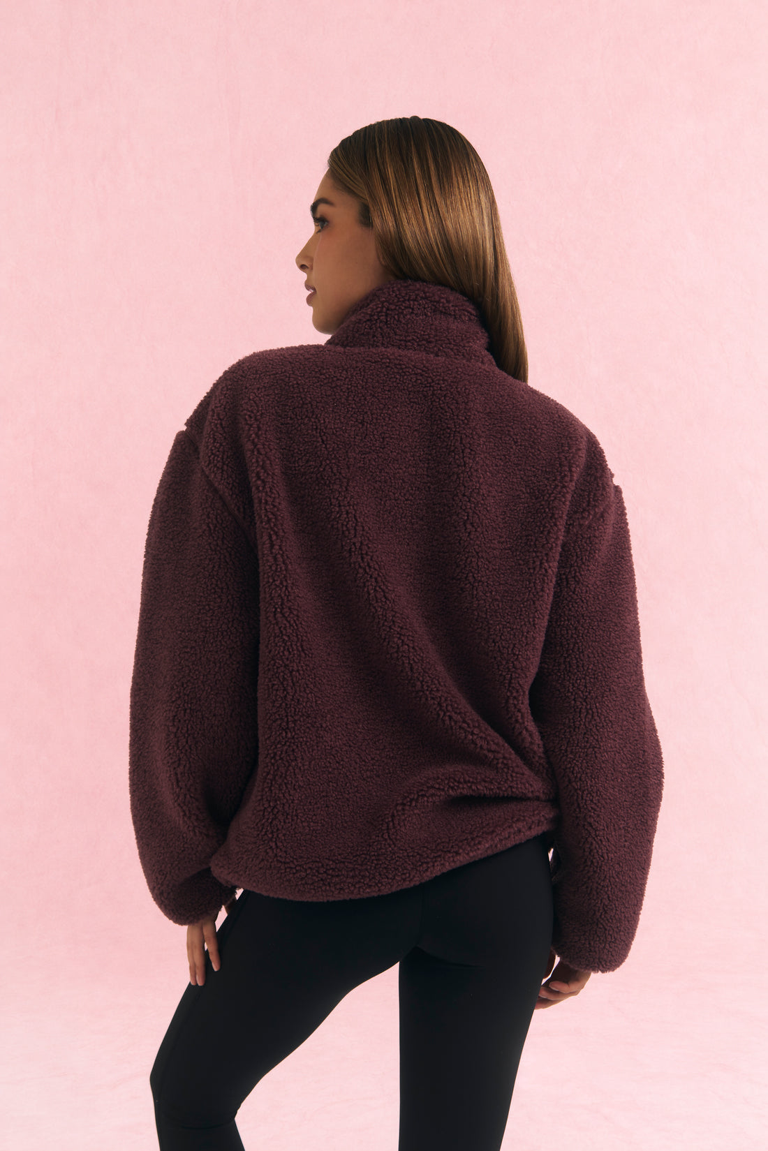 Oversized Teddy Fleece Plum Wine