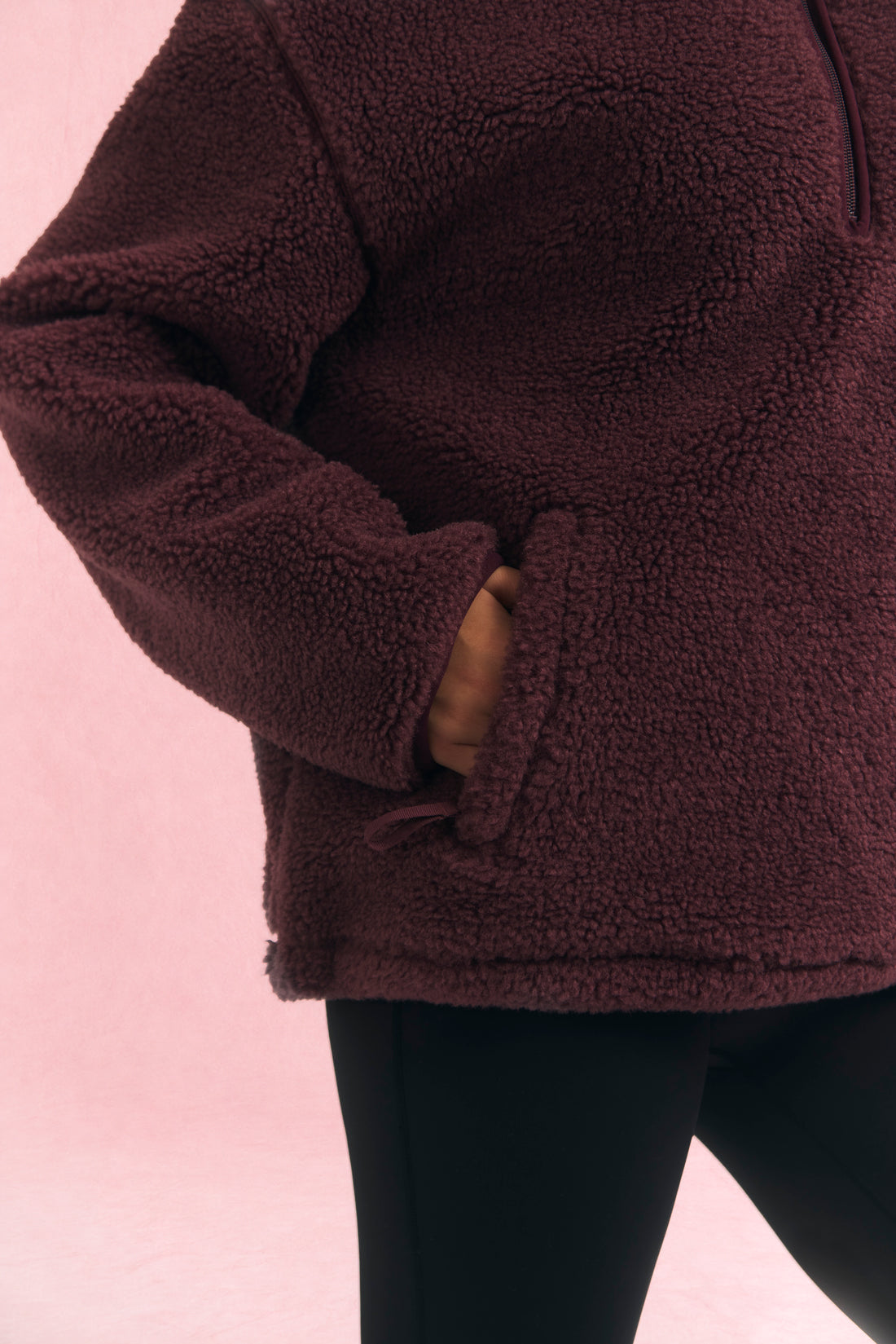 Oversized Teddy Fleece Plum Wine