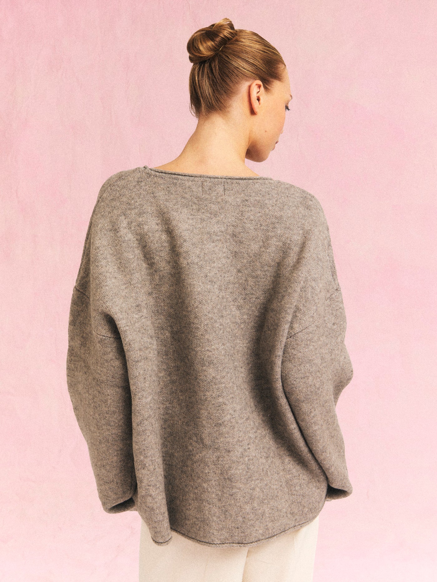 Quote Knit Sweater Grey Melange