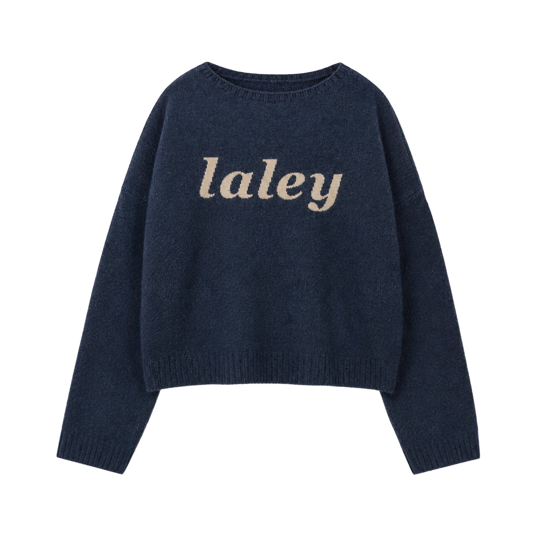 Logo strikkegenser navy, produktbilde