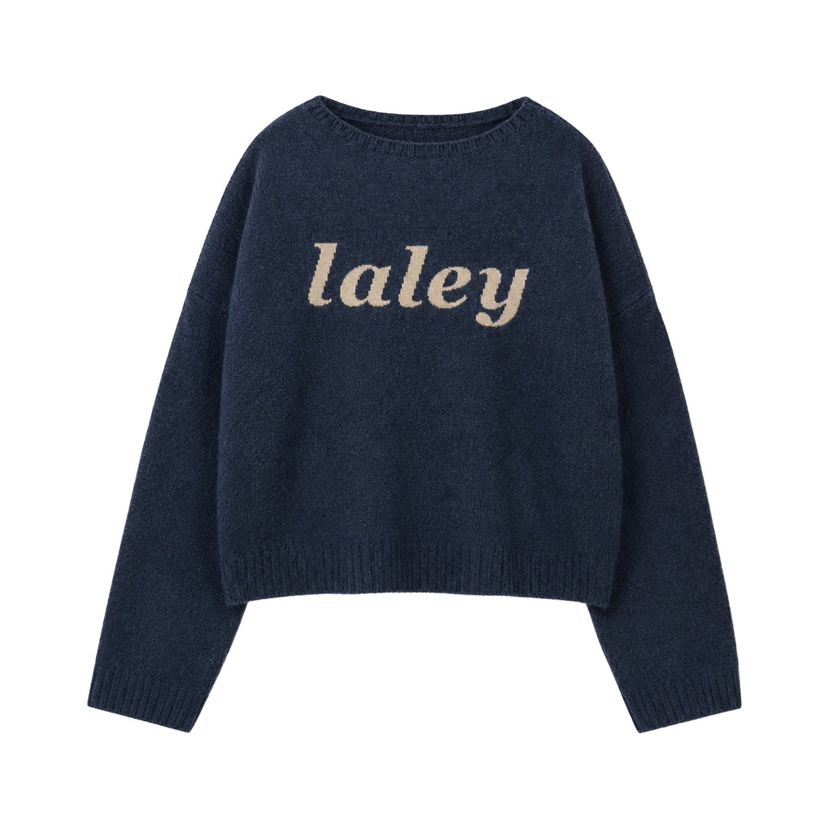 Logo strikkegenser navy, produktbilde