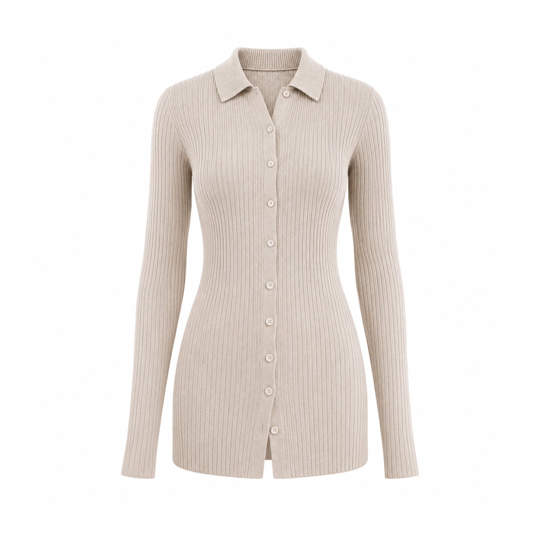 Rib Knit Cardigan Beige