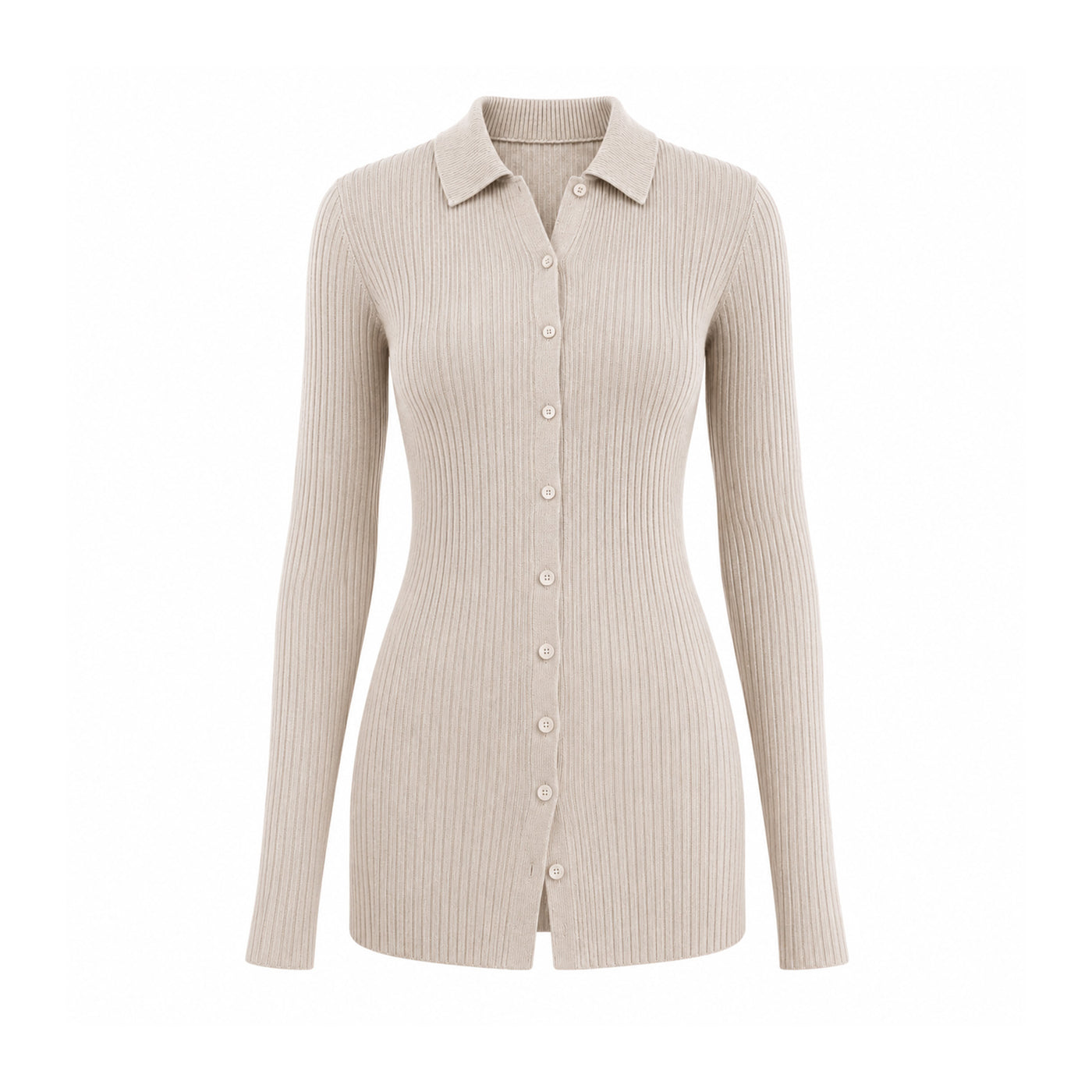 Rib Knit Cardigan Beige