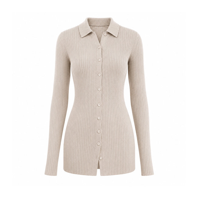 Rib Knit Cardigan Beige