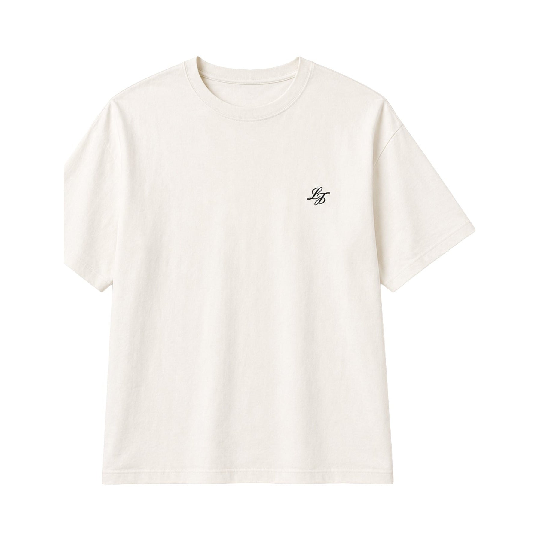 Boyfriend monogram t-skjorte hvit i hvit, produktbilde