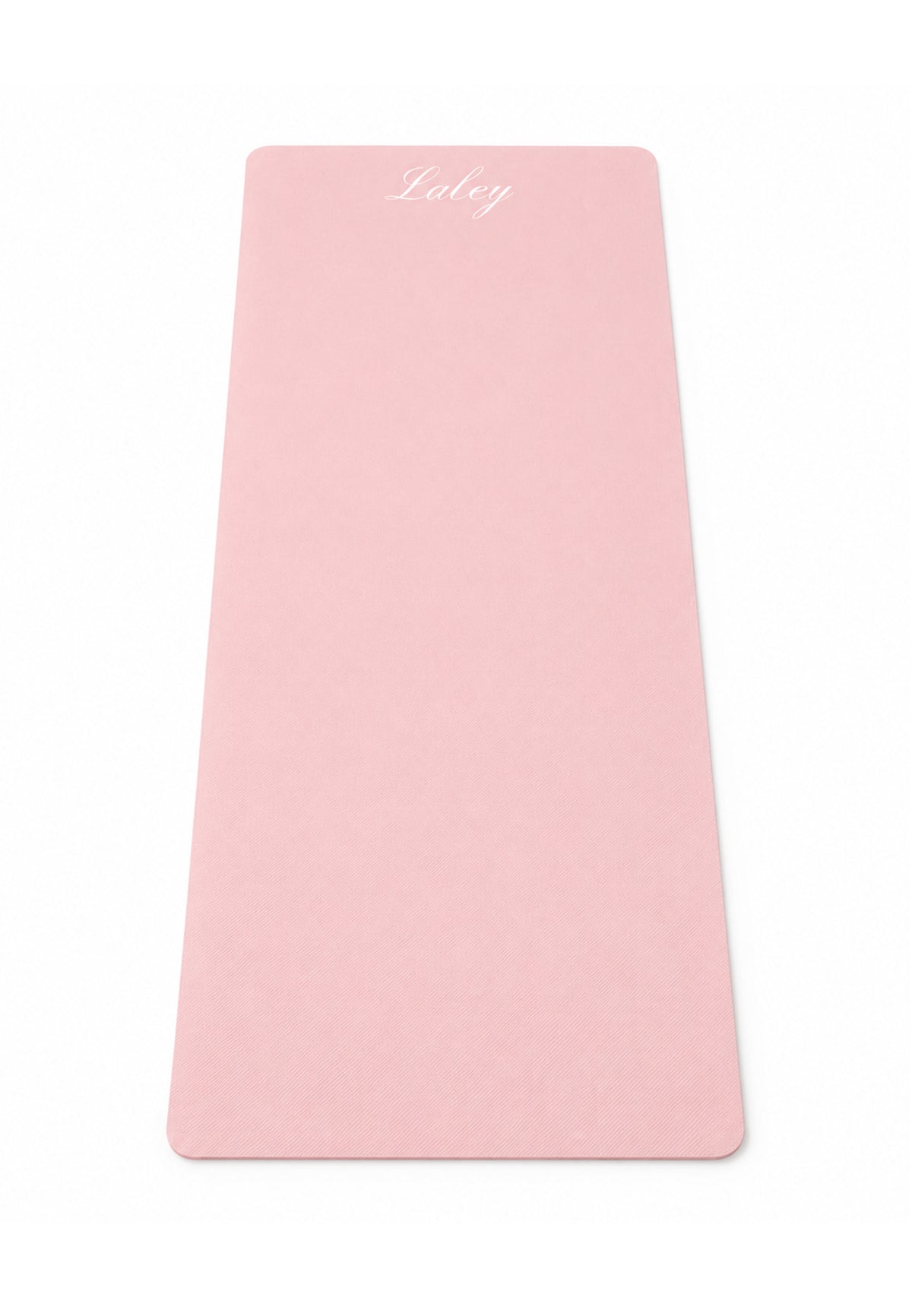 Packshot: Laley Grip treningsmatte rosa, utrullet på hvit bakgrunn.