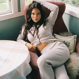 Rib Knit Cardigan Beige