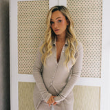 Rib Knit Cardigan Beige