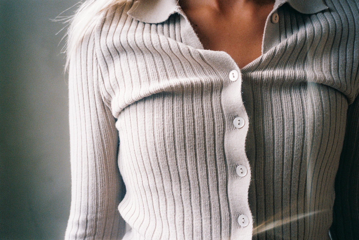 Rib Knit Cardigan Beige