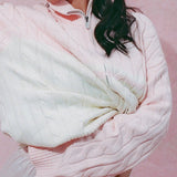 Blush cable zip cardigan