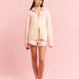 Blush cable zip cardigan