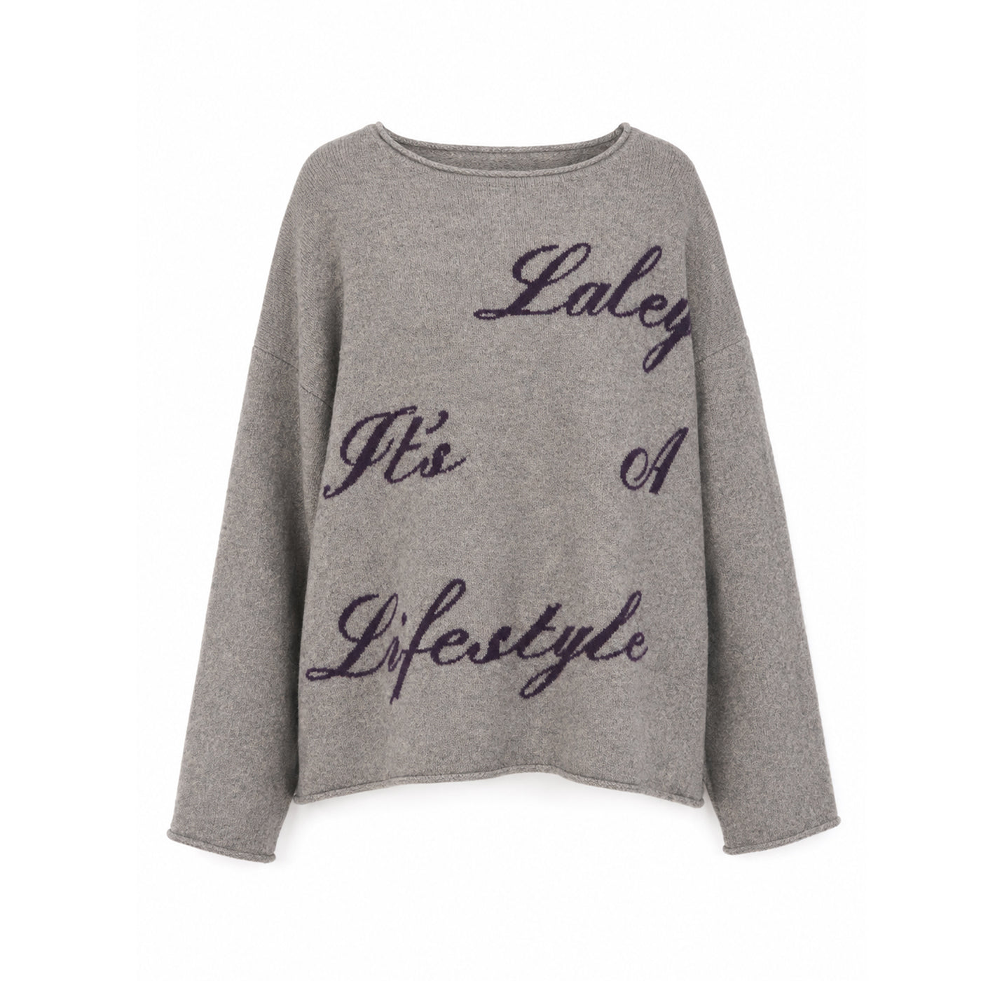 Quote Knit Sweater Grey Melange, produktbilde